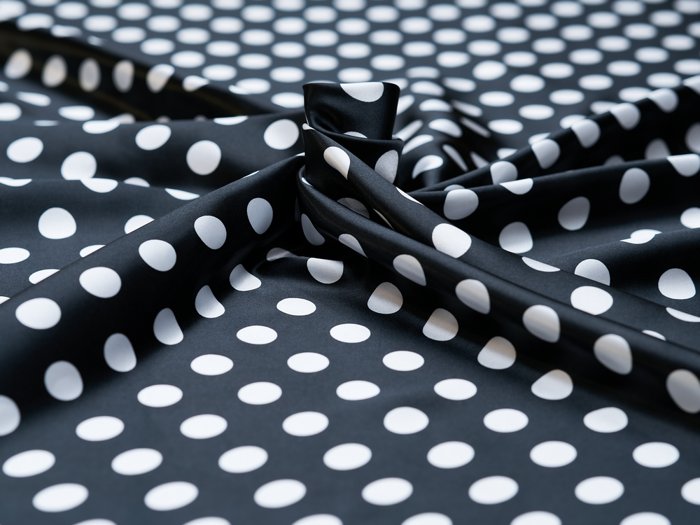 Charmeuse satin fabric by the yard Polka dots print
