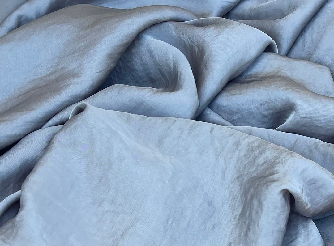 Lightweight satin fabric by the yard - Light silver solid color