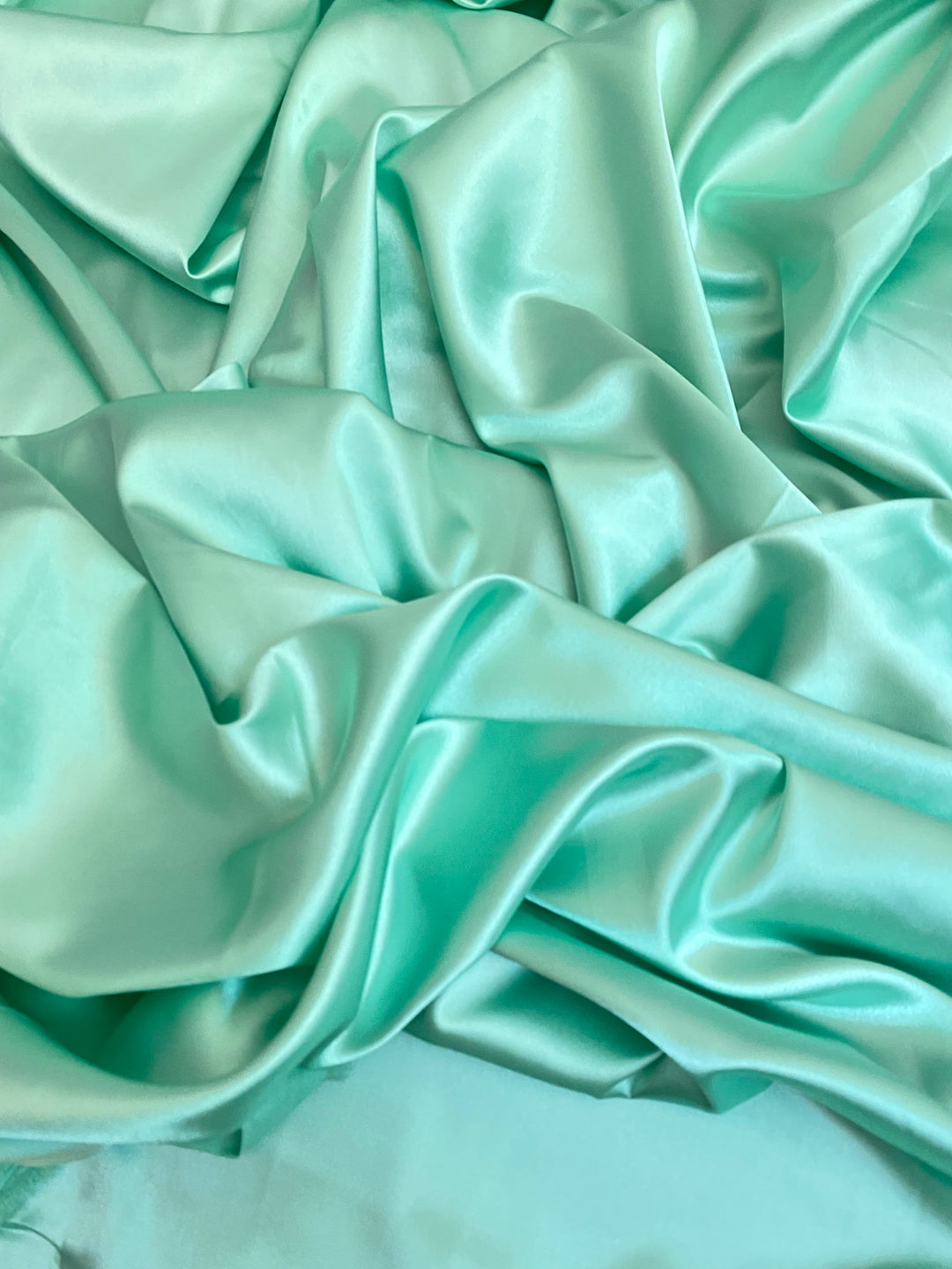 SILK CHARMEUSE fabric by the yard - Mint solid color