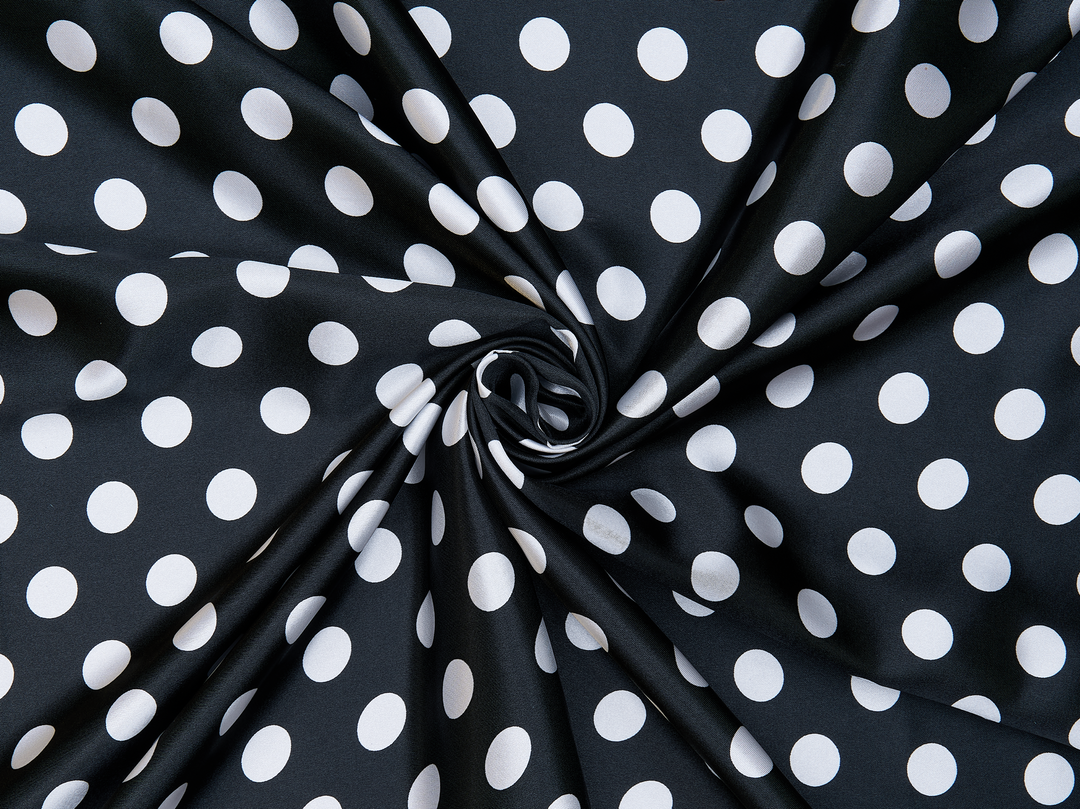Charmeuse satin fabric by the yard Polka dots print