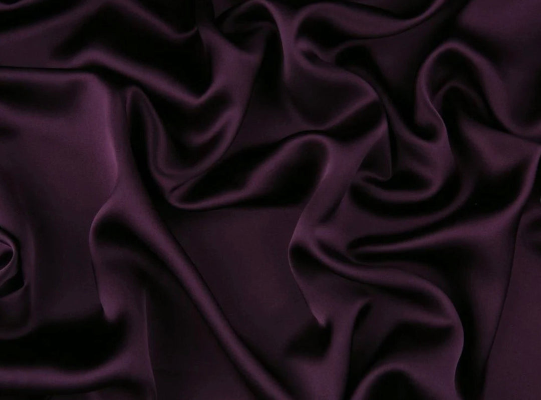SILK CHARMEUSE fabric by the yard - Eggplant solid color