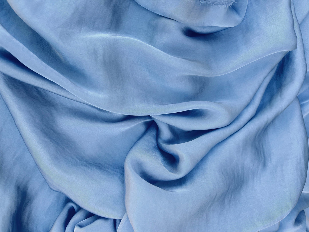 Light blue shiny satin solid fabric