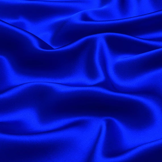 SILK CHARMEUSE fabric by the yard - Royal blue solid color -2yds 28” piece