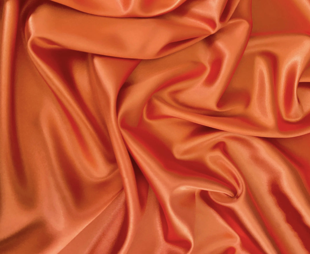 SILK CHARMEUSE fabric by the yard - Orange solid color