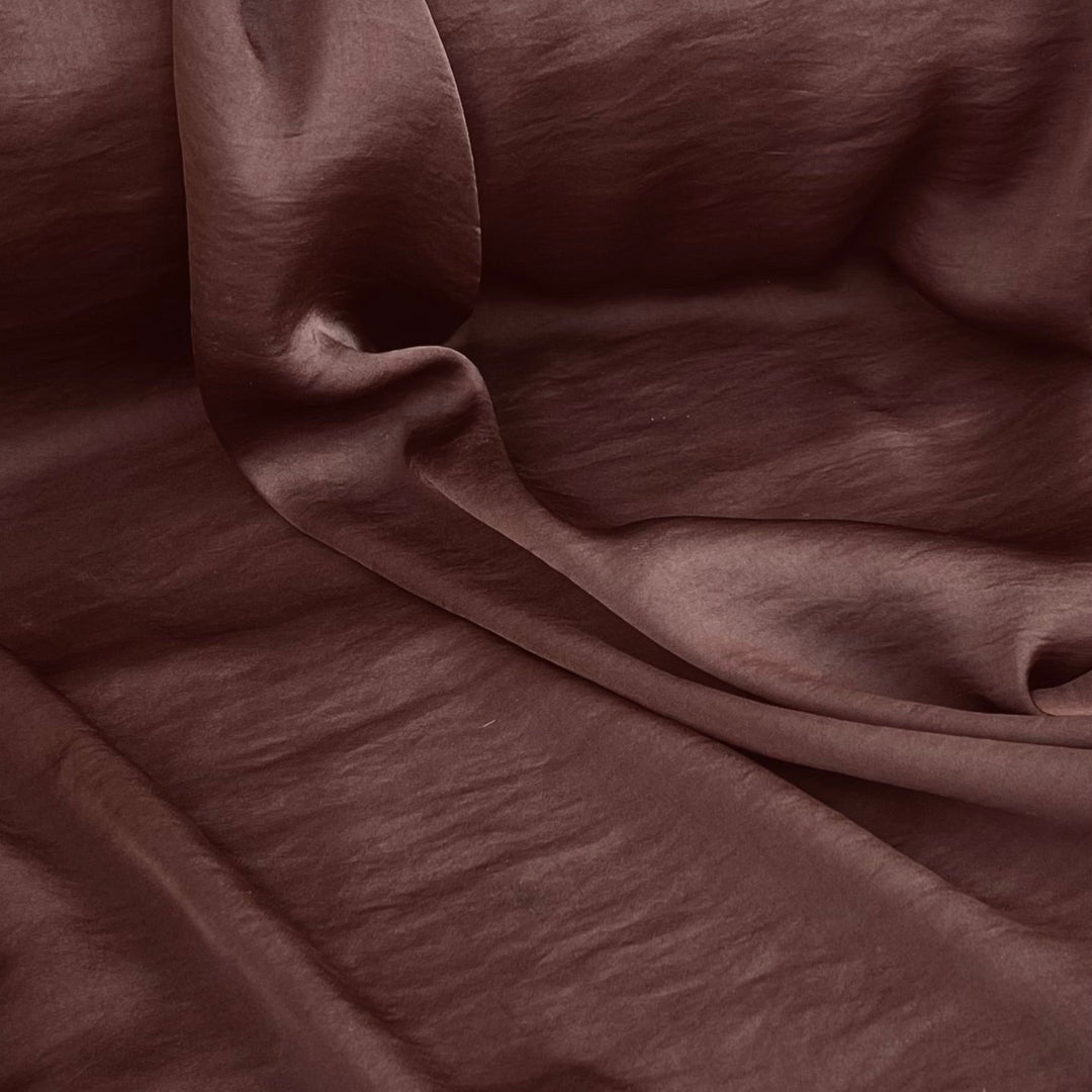 Lightweight satin fabric by the yard - Chocolate Brown solid