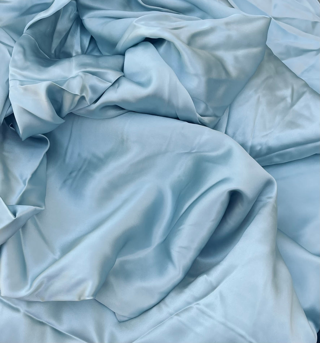 SILK CHARMEUSE fabric by the yard - Dusty Blue solid color