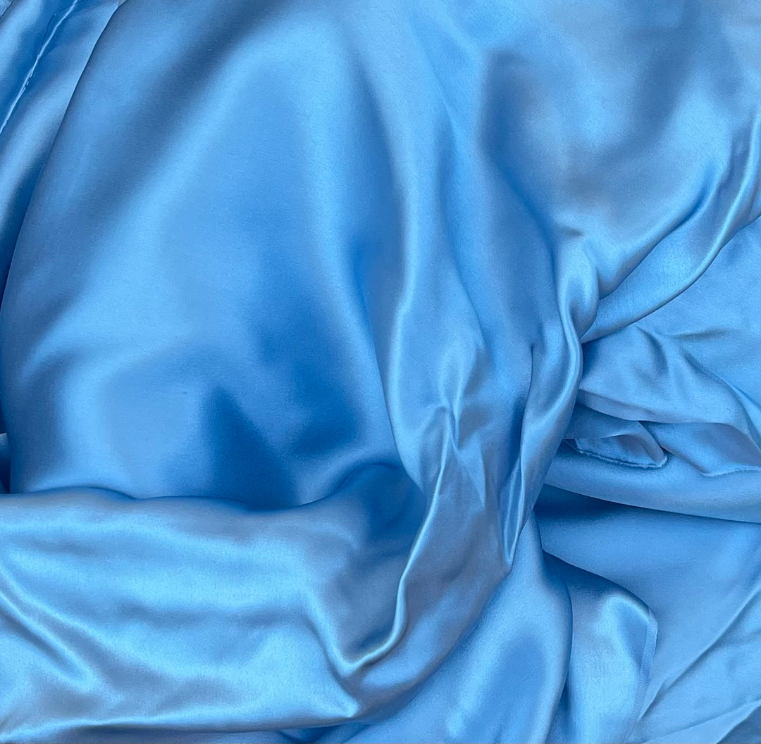 SILK CHARMEUSE fabric by the yard - Sky Blue solid color