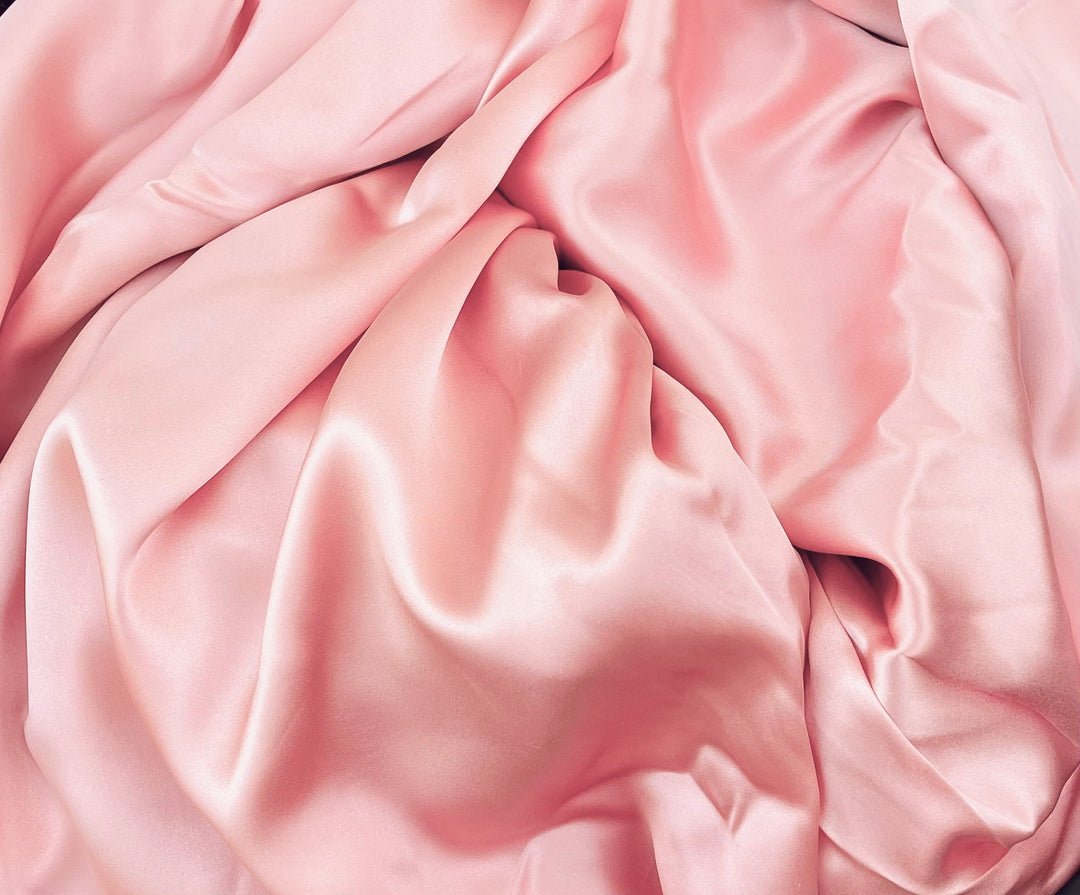 Light peach SILK CHARMEUSE fabric by the yard - 17 Momme weight - stretch