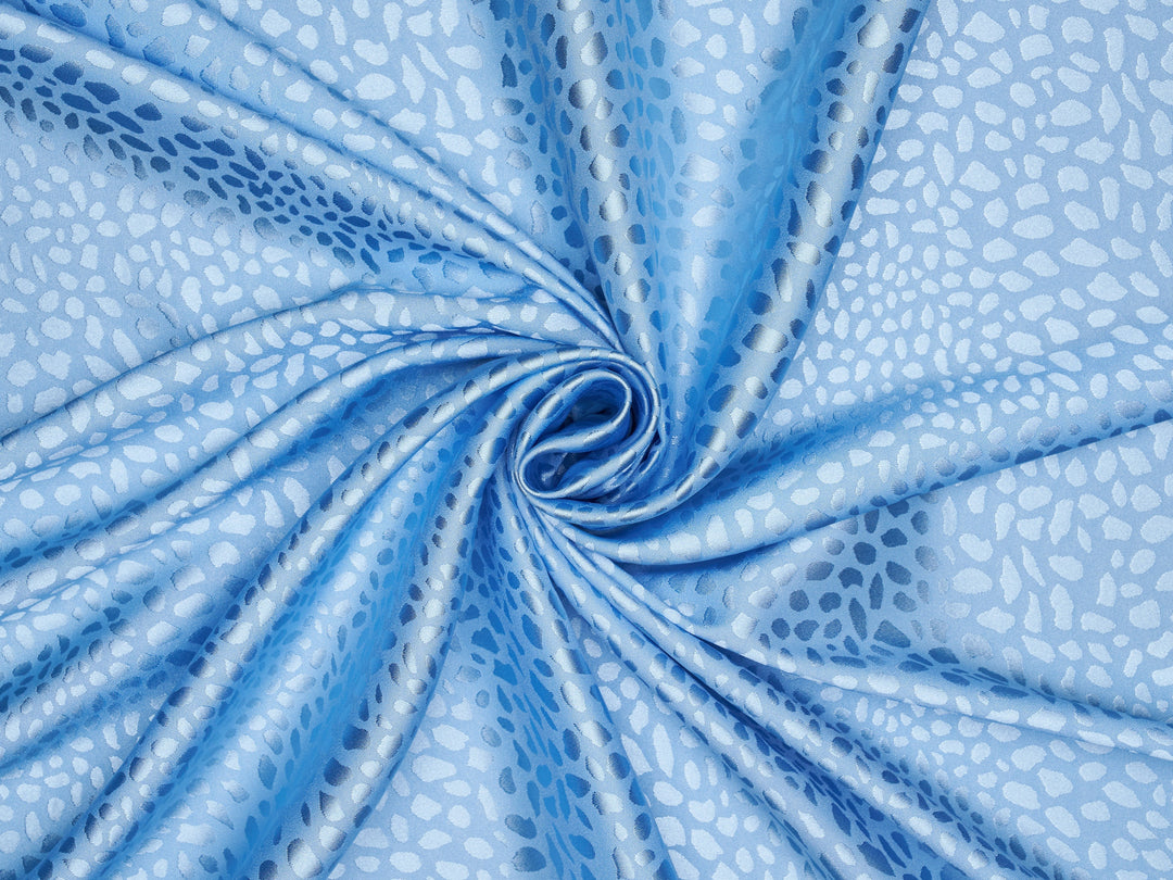 Light blue small cheetah jacquard fabric satin