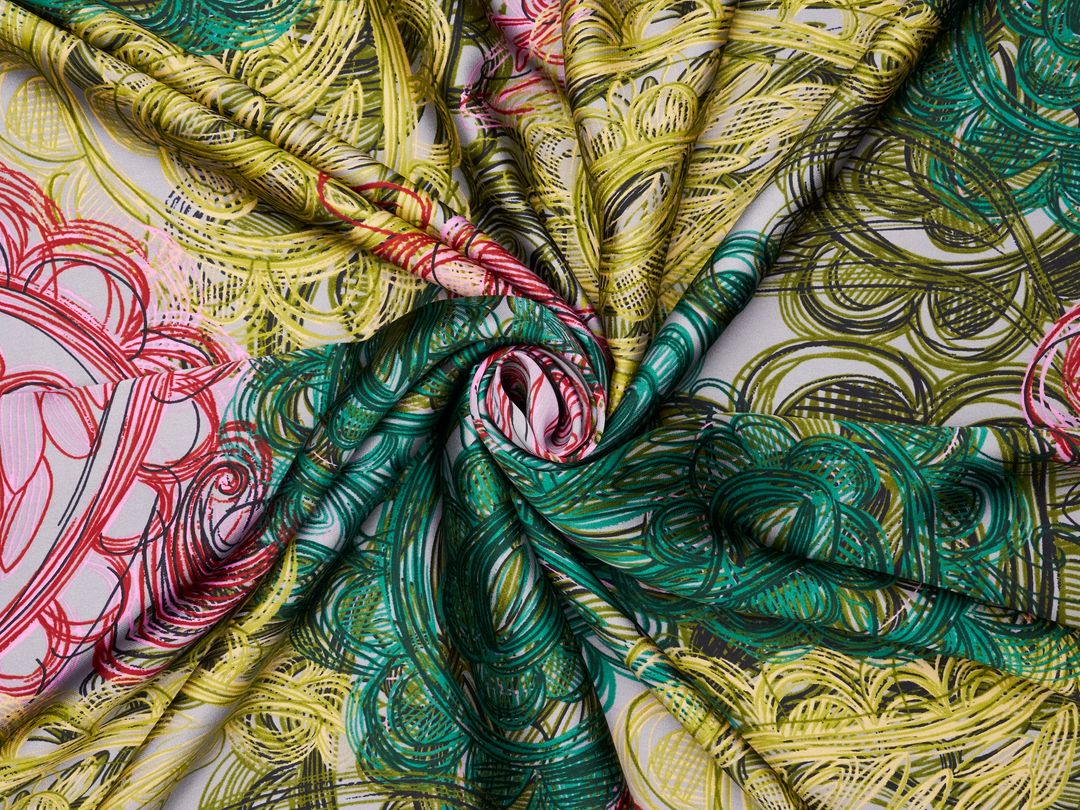 Medium size paisley pink green mustard teal paisleys