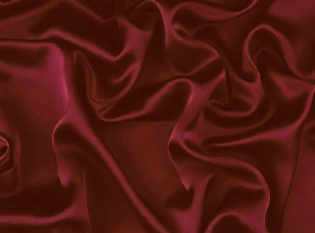Lightweight satin fabric by the yard - Burgundy solid color