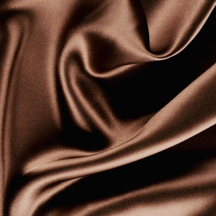 Chocolate brown SILK CHARMEUSE fabric by the yard - solid silk color