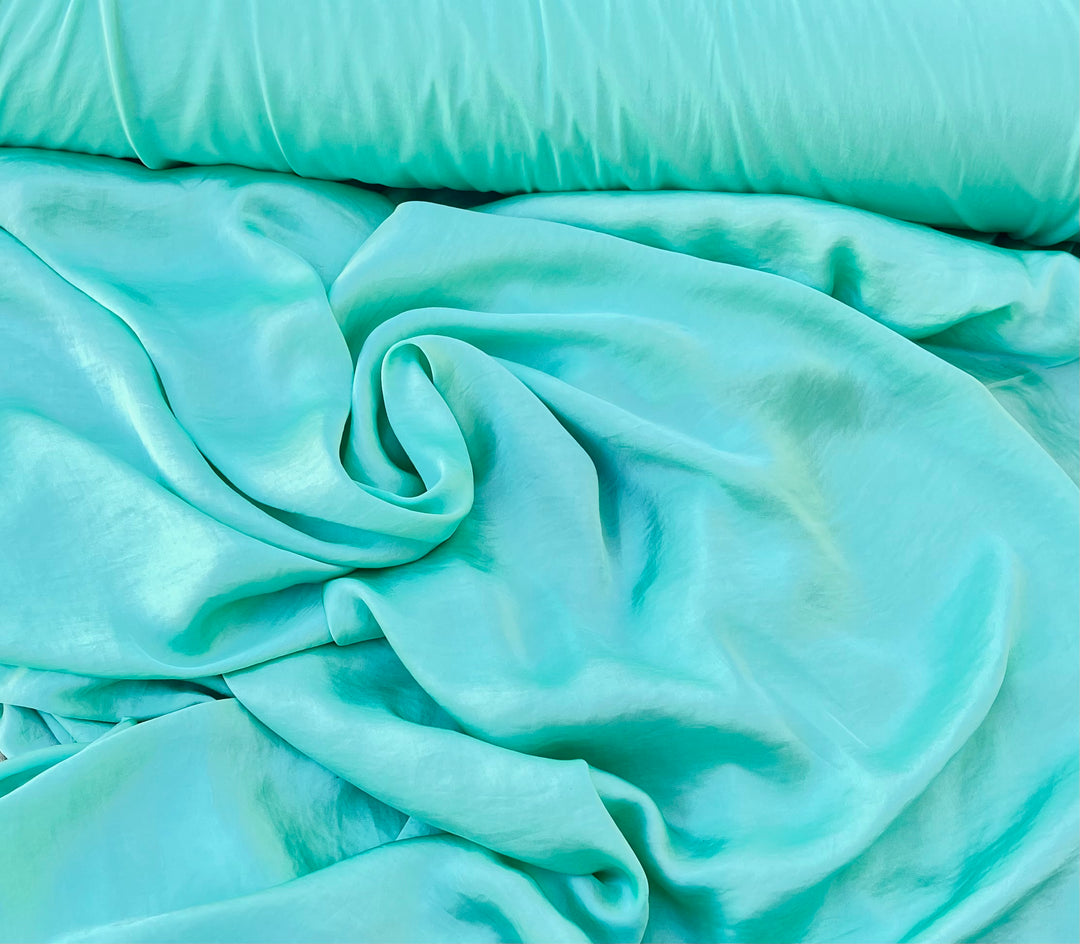 Lightweight satin fabric by the yard - Teal Green solid color