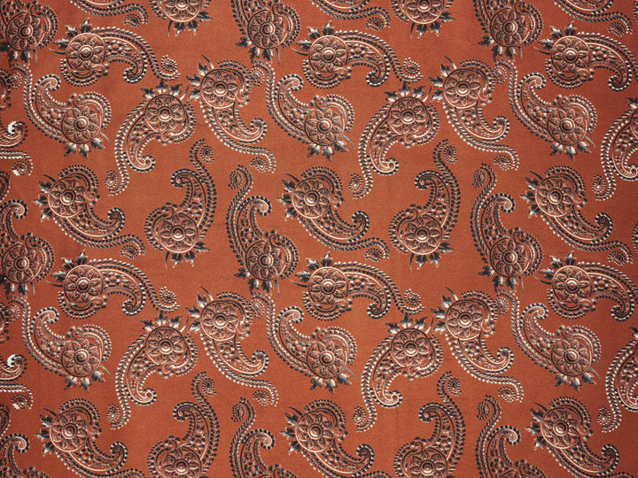 Charmeuse satin fabric by the yard -  MonSar exclusive   Spurs  paisley print