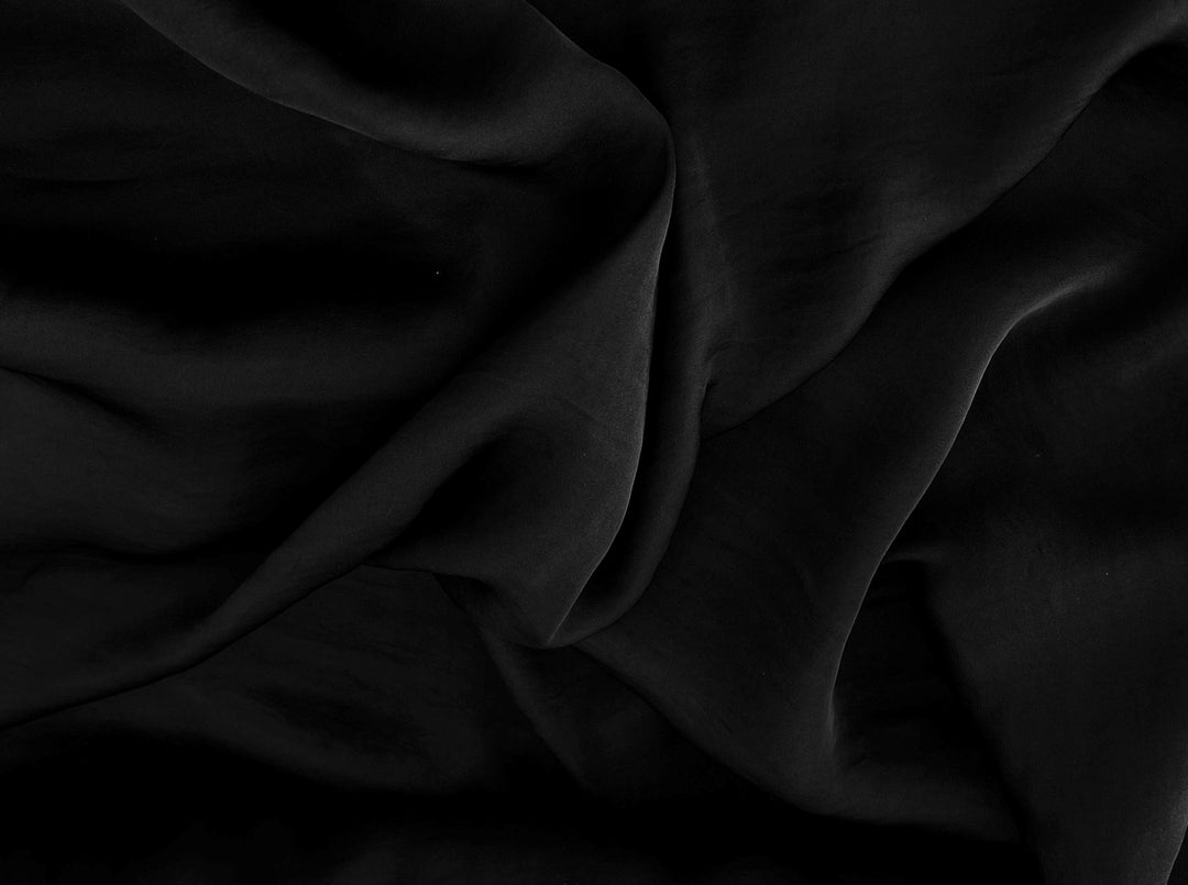 Lightweight satin fabric by the yard - Black solid color