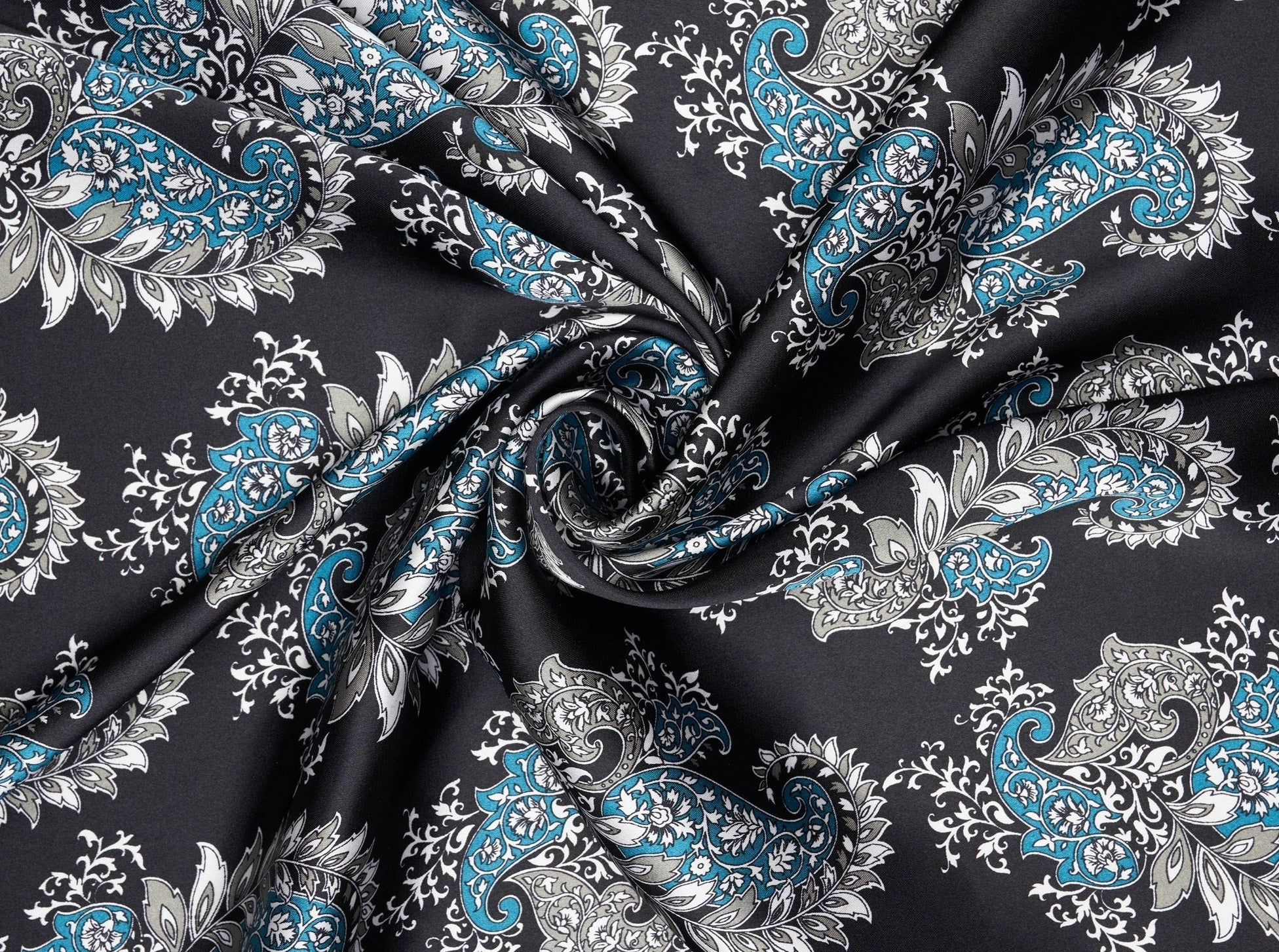 Charmeuse satin fabric by the yard - Black Diamond Print – MONSARFABRICS