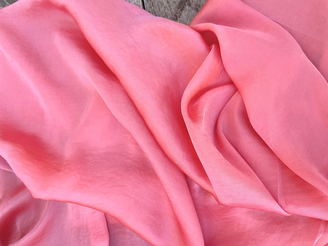 Lightweight satin fabric by the yard - Coral solid