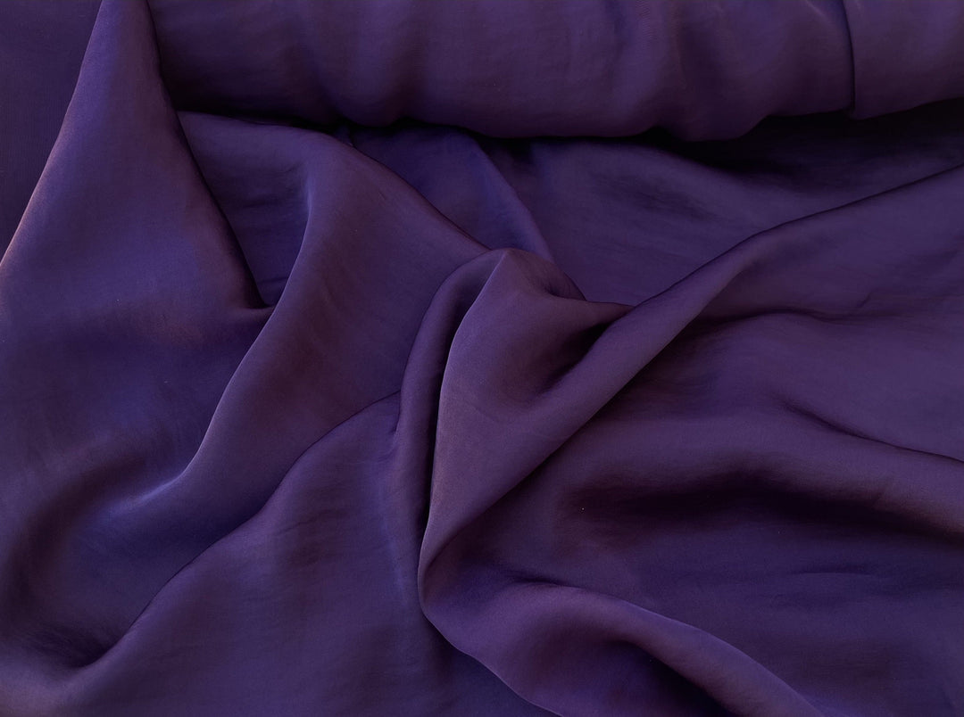 Lightweight satin fabric by the yard - Purple solid color