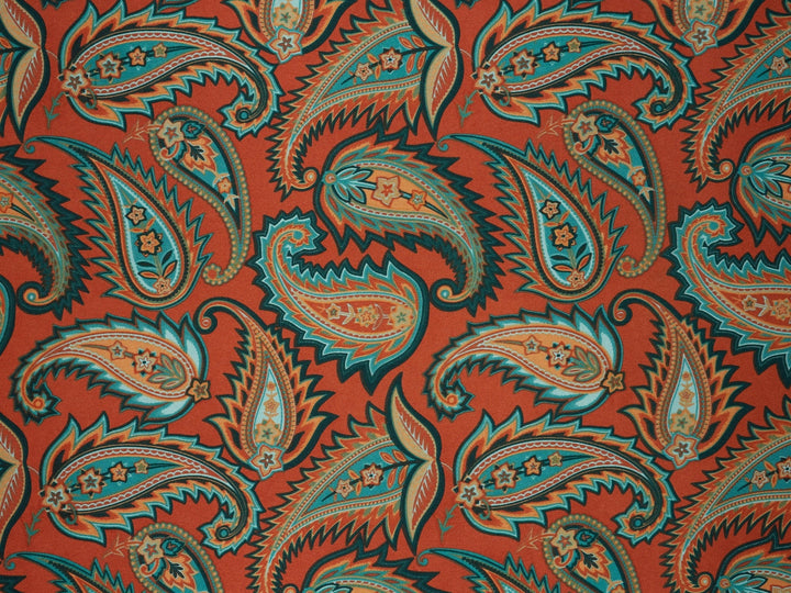 Charmeuse satin fabric by the yard -  Beyla  prickly  paisley print