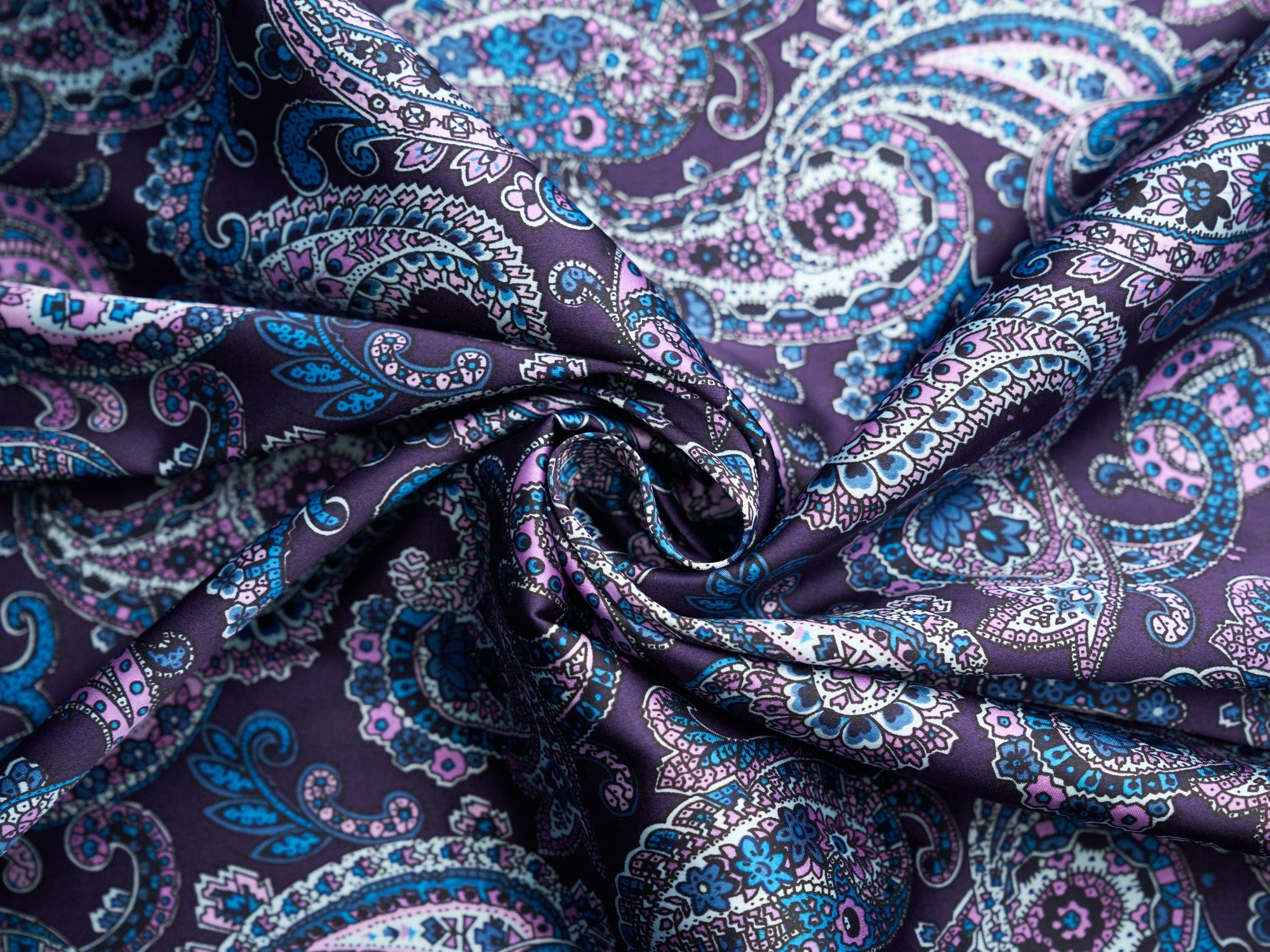 Blue and Purple Metallic Paisley Fabric by Hi-fashion Fabrics