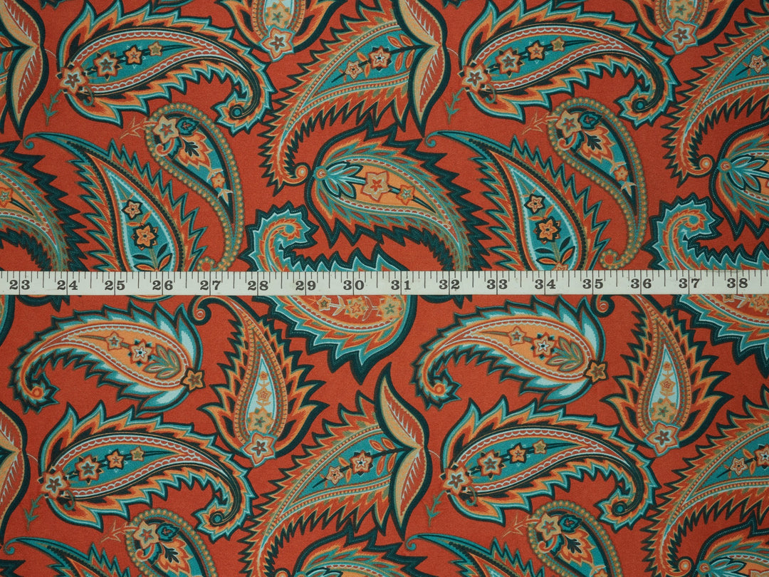 Charmeuse satin fabric by the yard -  Beyla  prickly  paisley print