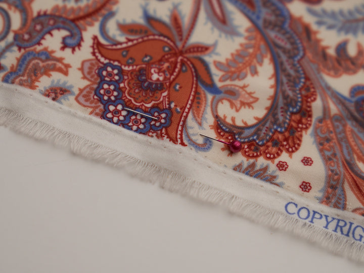 Woolpeach Paisley fabric by the yard - Red white and blue