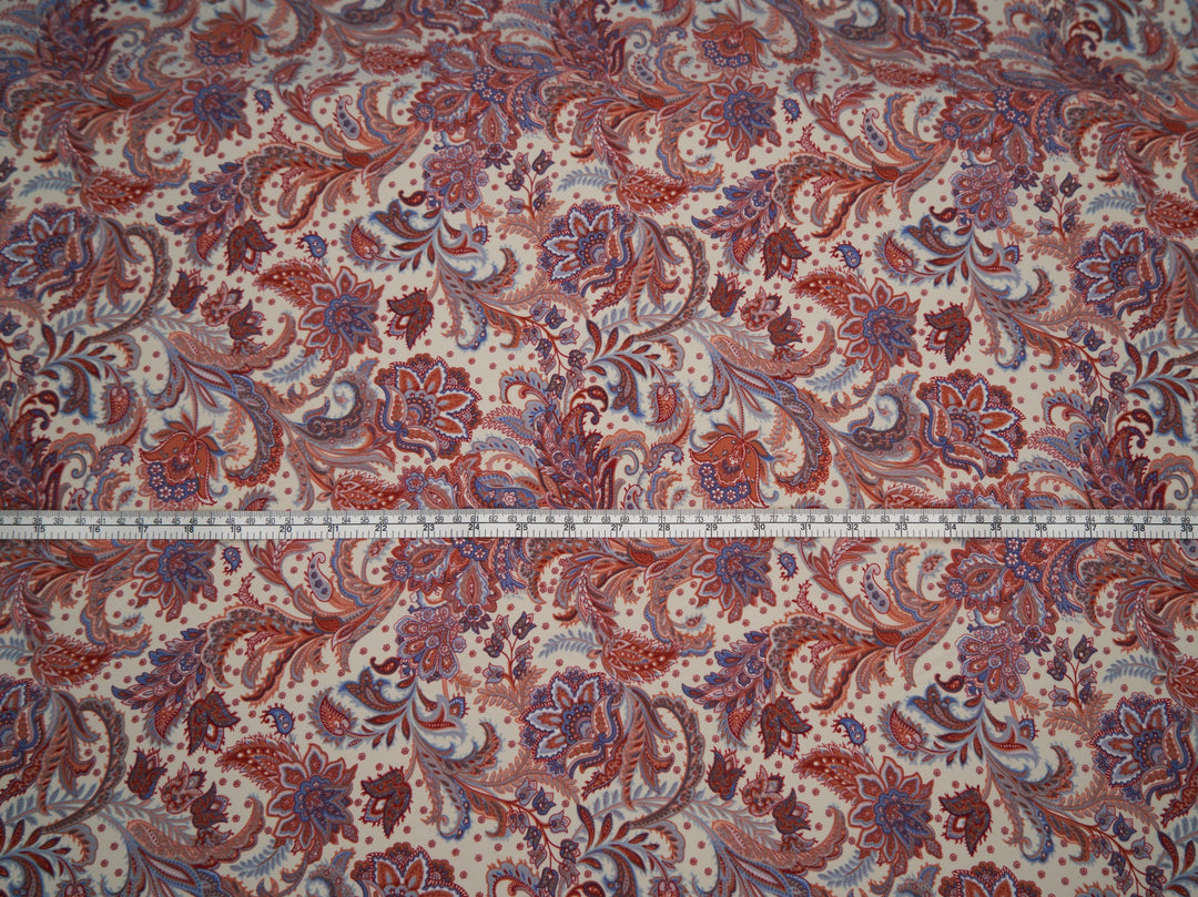Woolpeach Paisley fabric by the yard - Red white and blue