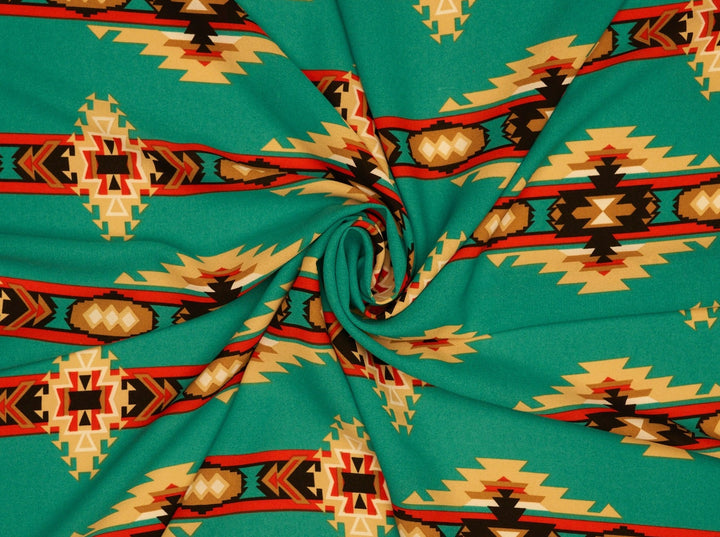 Wooldobby Florals fabric by the yard - green and yellow tribal aztec
