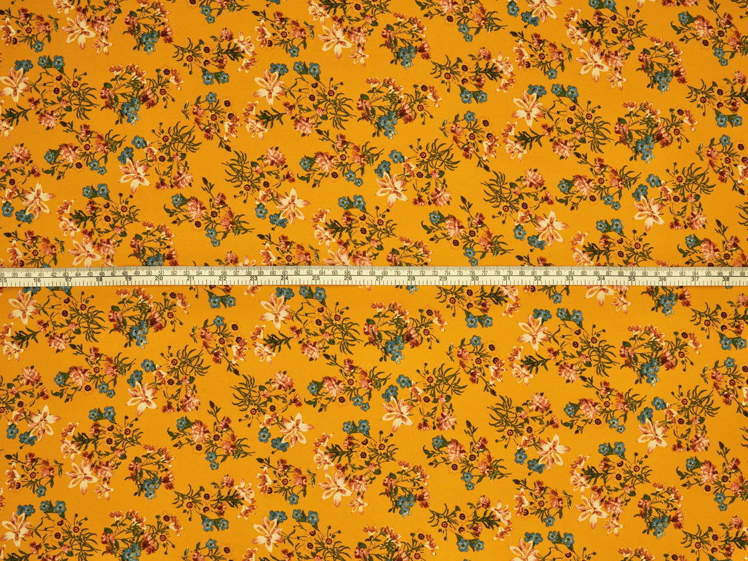 Wooldobby Florals fabric by the yard - Yellow blue wildflowers print