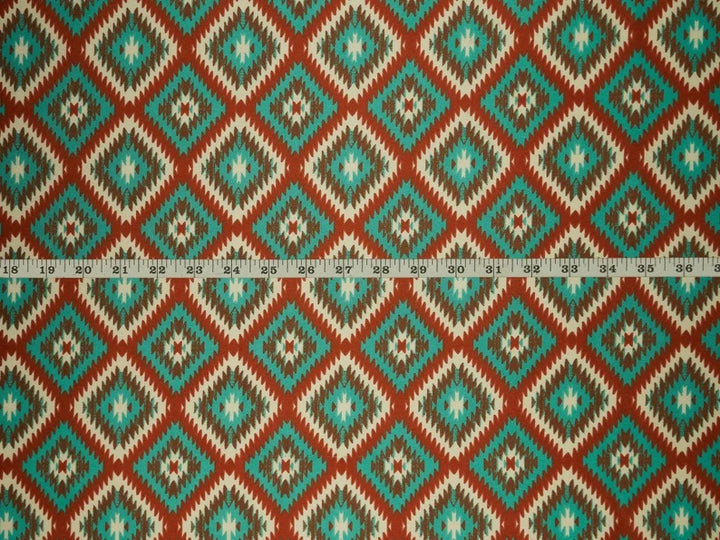 Charmeuse satin fabric by the yard - Aztec Boho Fabric