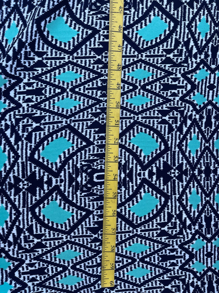 Woolpeach fabric by the yard - navy teal aqua print