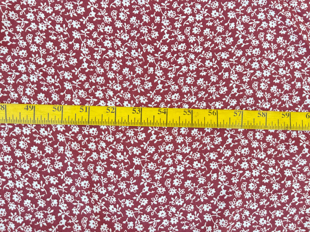 Wooldobby Florals fabric by the yard - Burgundy and off white floral print