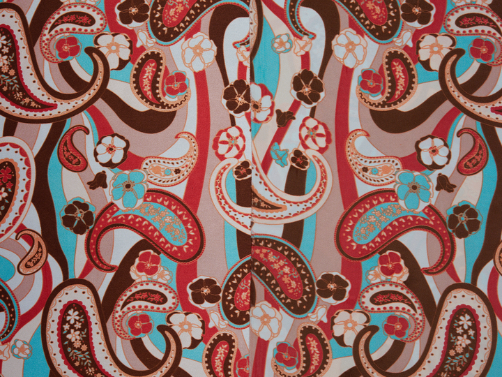 Charmeuse satin fabric by the yard -  Groovy   paisley print