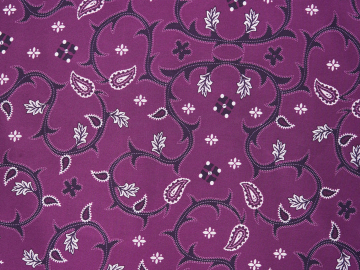 Charmeuse satin fabric by the yard - Stitching   paisley  print - USA made