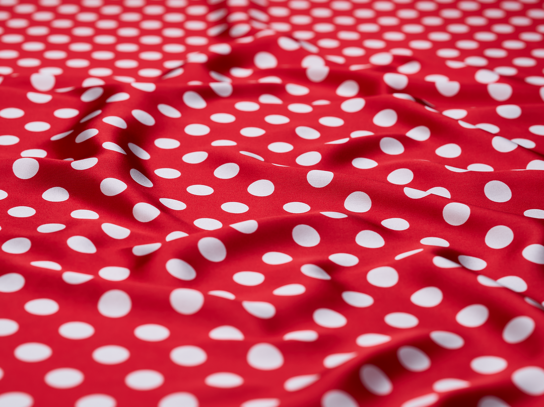 Charmeuse satin fabric by the yard  Polka dots print