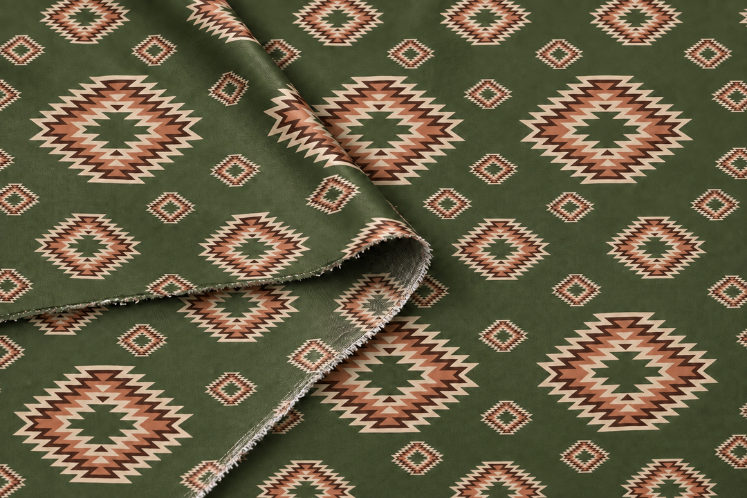 Western Tribal  Satin Charmeuse Fabric by the Yard – Silky Cowboy Wild rag  Shirt Fabric
