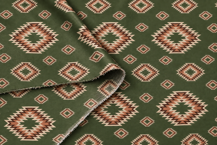 Western Tribal  Satin Charmeuse Fabric by the Yard – Silky Cowboy Wild rag  Shirt Fabric