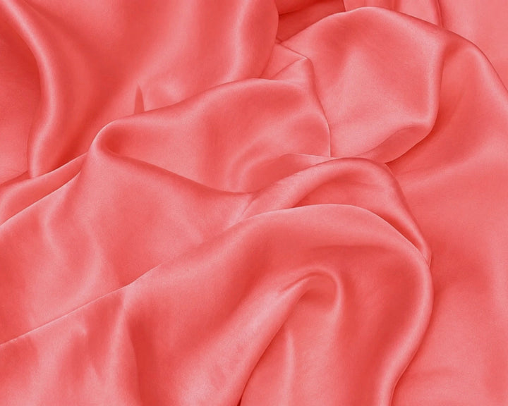 Sunset Coral  - Lightweight  satin fabric by the yard - Luxury drape fabric