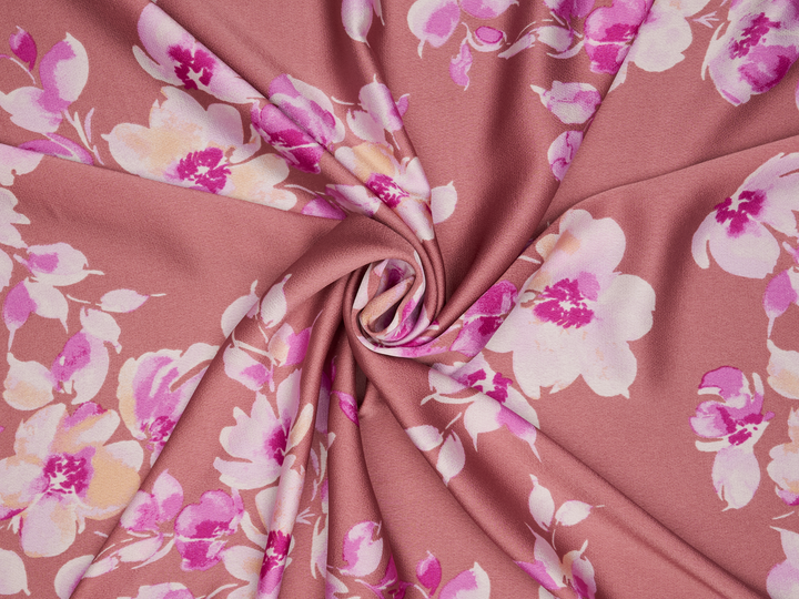 Lightweight  silky satin  dobby fabric by the yard - Blush pink   floral   print