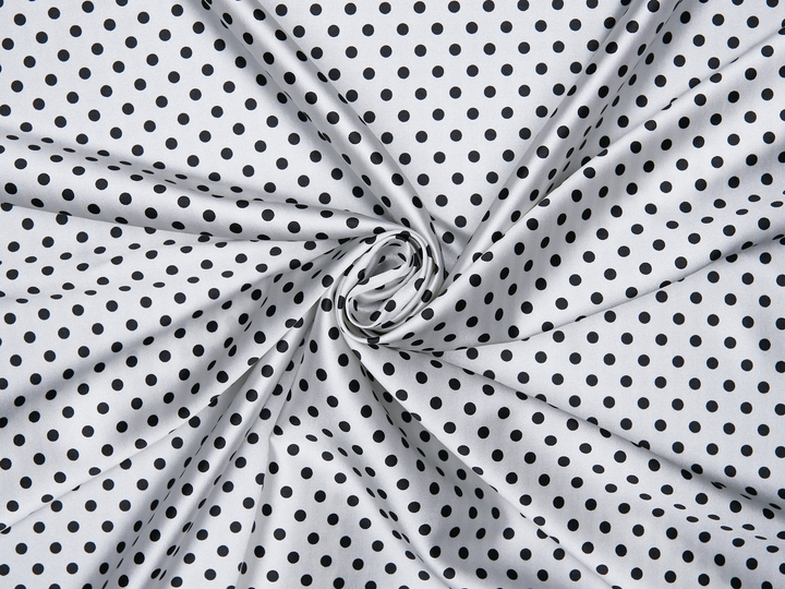 Faux silk charmeuse satin fabric by the yard - Small polka dots