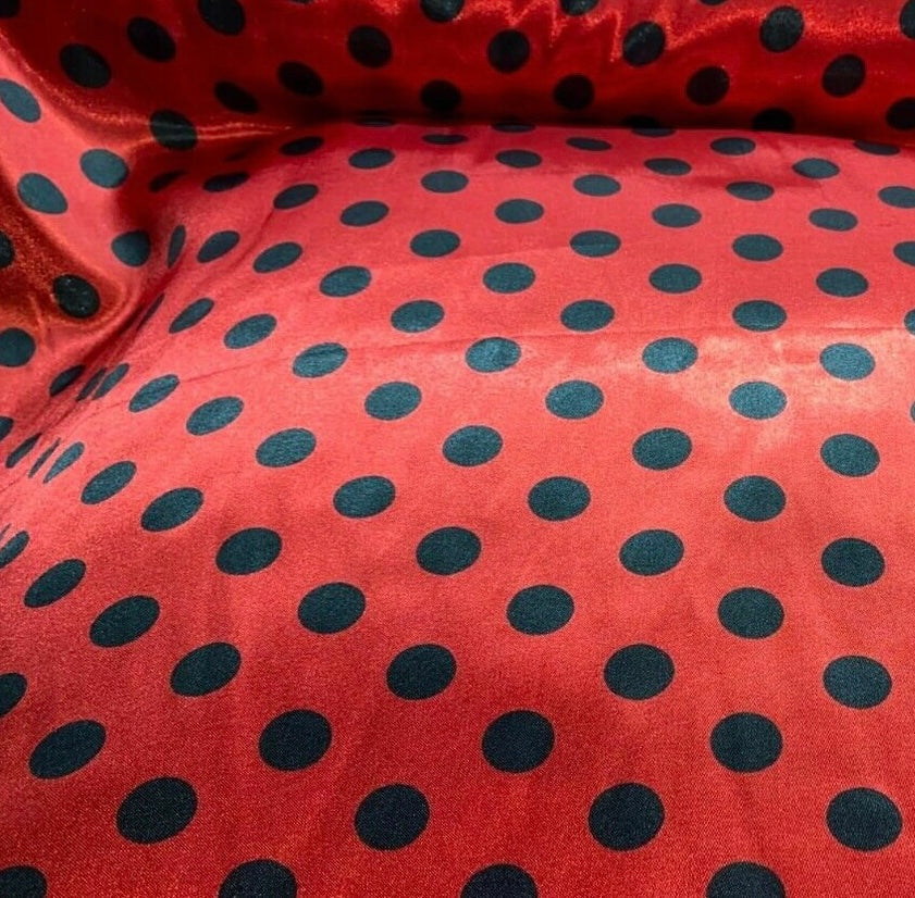 Charmeuse satin fabric by the yard  Polka dots print