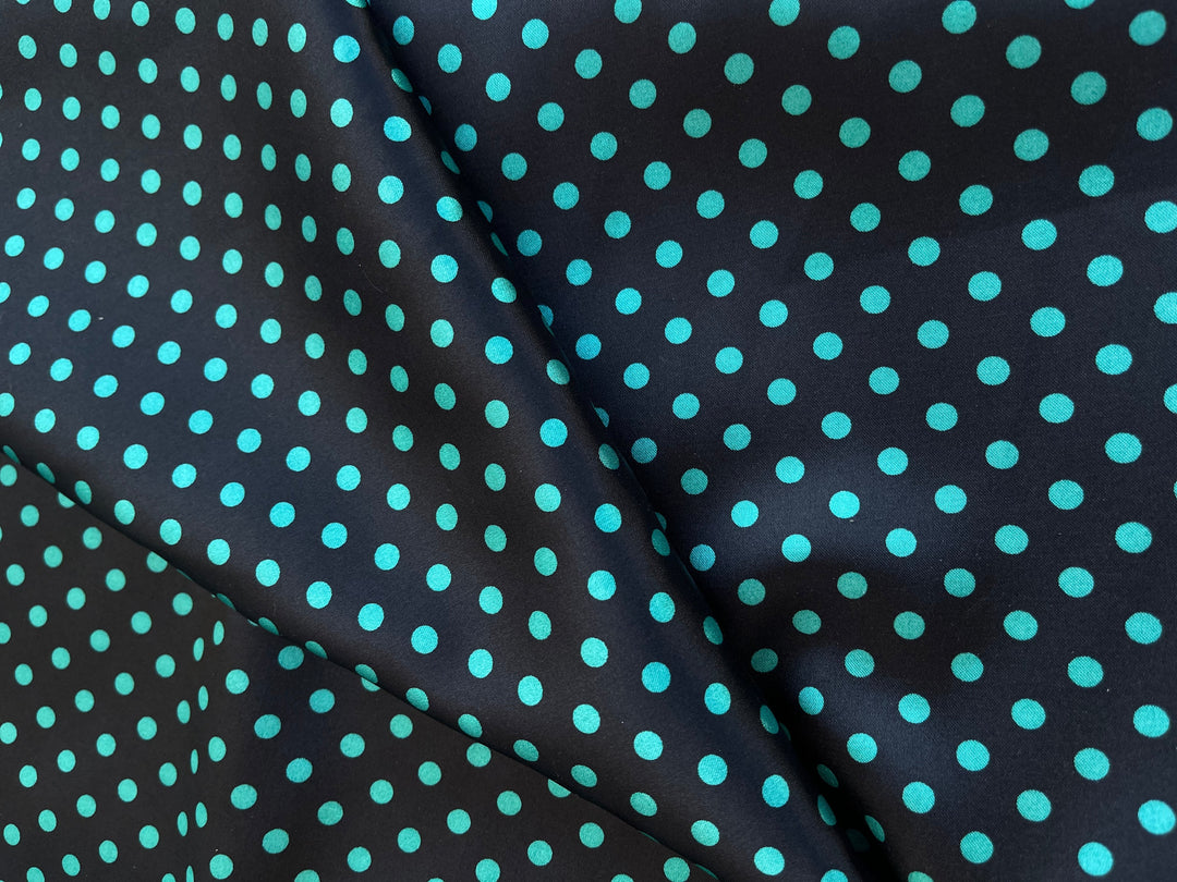 Faux silk charmeus satin fabric by the yard - Small polka dots