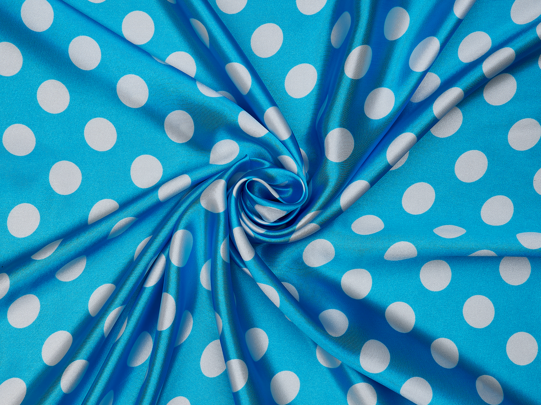 Charmeuse satin fabric by the yard Polka dots print