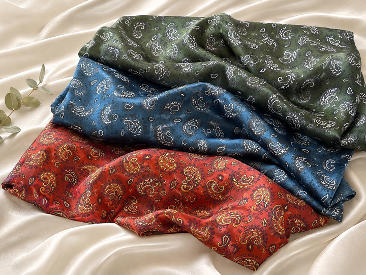 Dainty Paisley   - Silky Satin Charmeuse print - fabric by the yard -