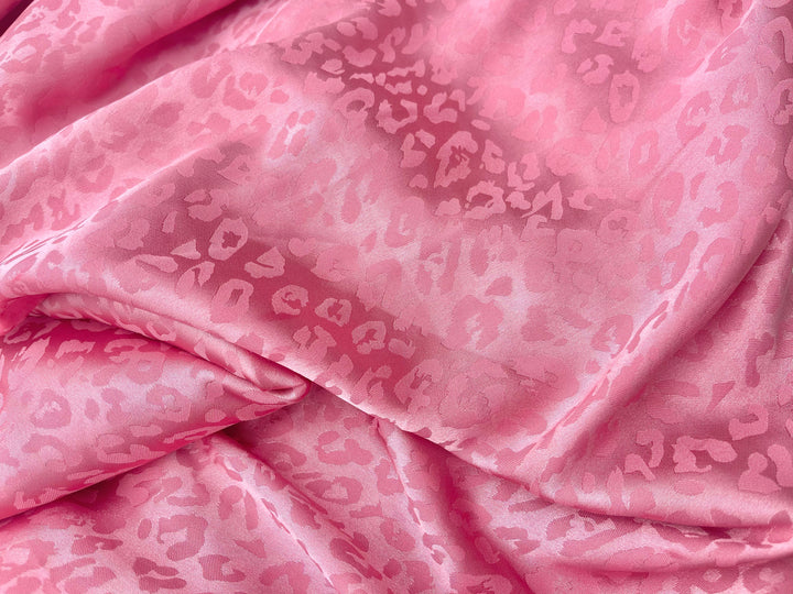 SILKY JACQUARD SATIN fabric by the yard - Cheetah jacquard pattern -  flowy fabric -