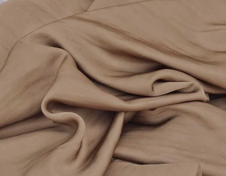 Lightweight  satin fabric by the yard - Dusty Brown solid color
