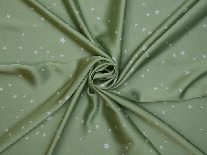 Lightweight  satin  fabric by the yard - Dainty Stars    print