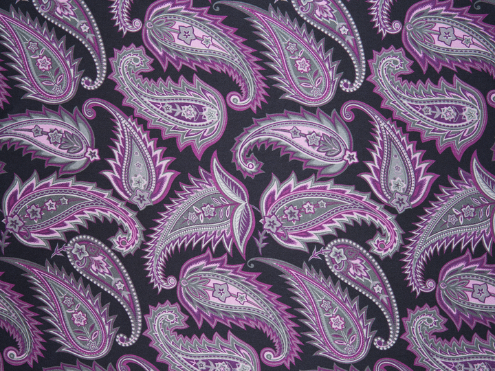 Charmeuse satin fabric by the yard -  Beyla  prickly  paisley print