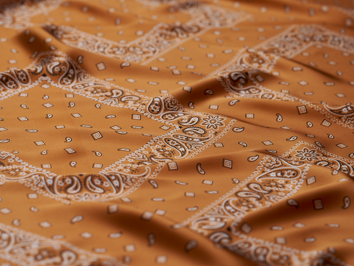 Charmeuse satin fabric by the yard - Classic Bandana paisley  print