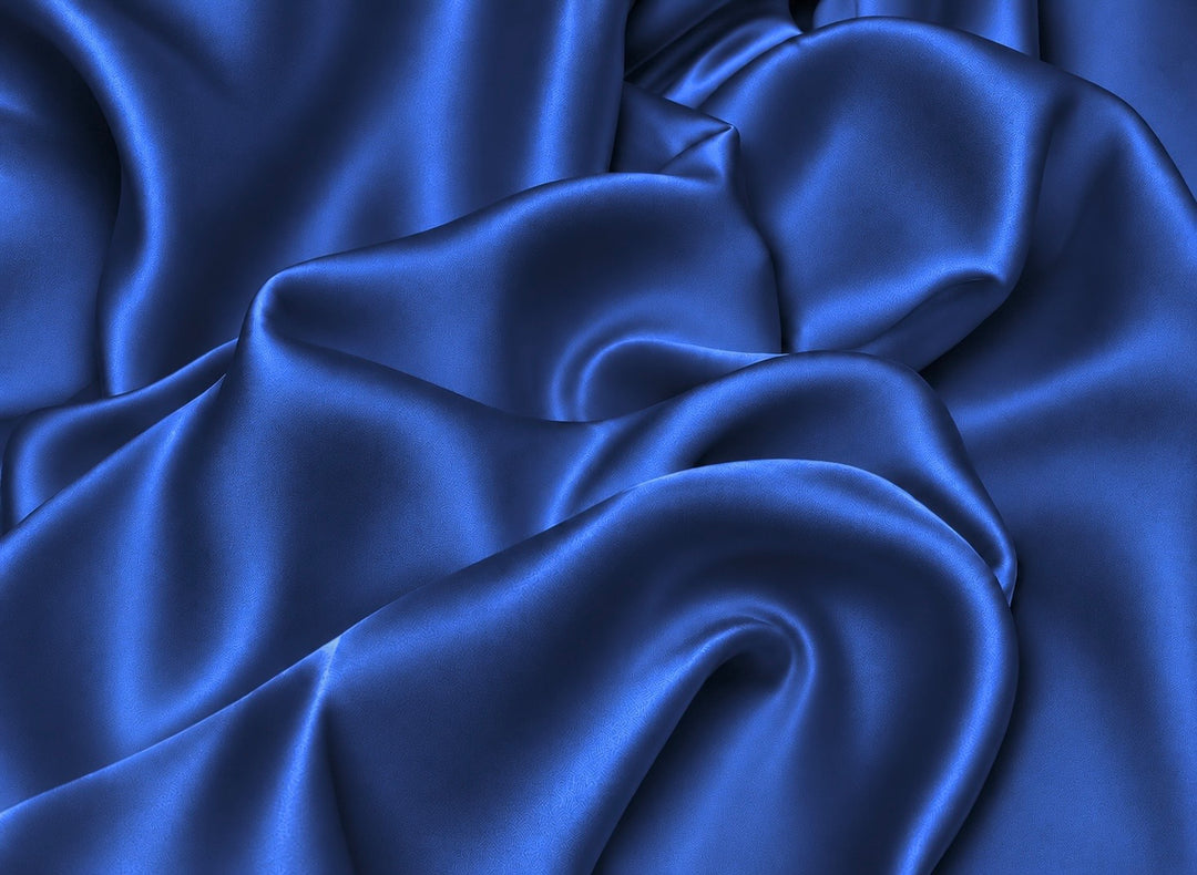 SILK CHARMEUSE fabric by the yard -  DARK ROYAL  BLUE  12Momme weight  - 54” wide